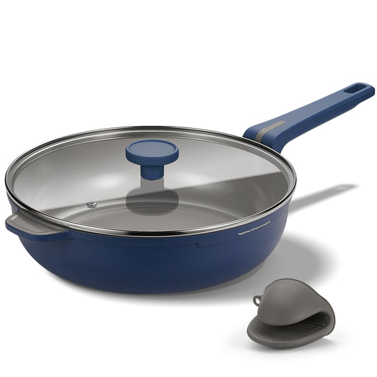 PekGema Ceramic Nonstick Saute Pan with Lid, 12 Inch/4.5 Quart Deep Frying Pan Skillet, Non Stick Induction Cookware, Dishwasher Safe, PTFE PFOA FREE
